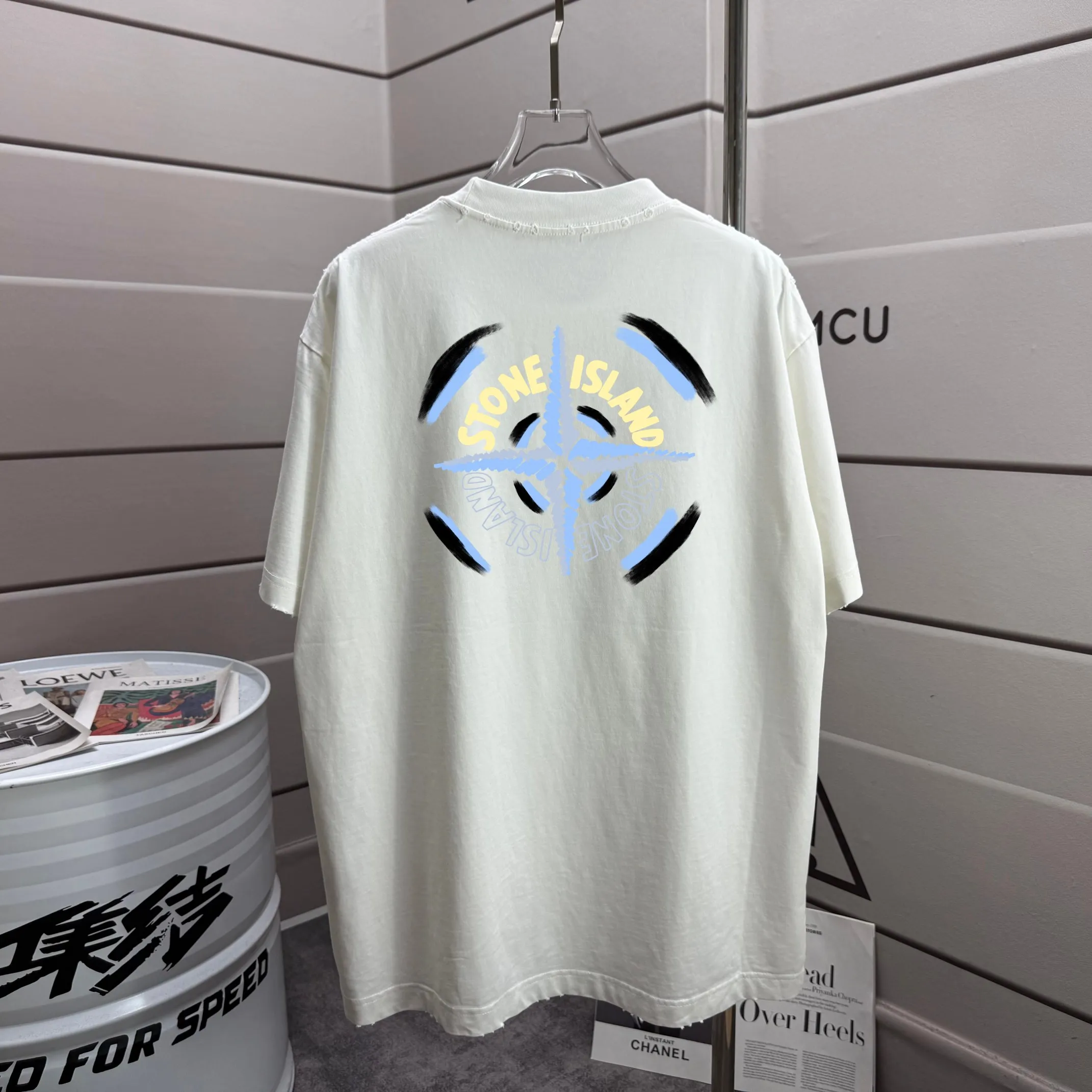 P160 Ston* islan* 石*岛 2025 autumn and winter new style, washed and worn 320g round neck short-sleeved tee, loose version for men and women, color: washed black, washed white, washed gray, washed brown gray Size: S M L XL XXL Size: S (90-130 catties) M (120-150 catties) L (140-165 catties) (160-180 catties) XXL (180-210 catties)